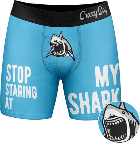 Crazy Dog T-Shirts Mens Stop Staring At My Shark Boxers Funny Sarcastic Sexual Joke Novelty Underwear for Guys in Saudi Arabia