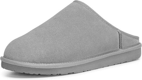 FITORY Men’s Winter Genuine Leather Slippers, Comfy Memory Foam Suede Shoes with Warm Fleece-Lined for Indoor and Outdoor Size 7-14 in Kuwait