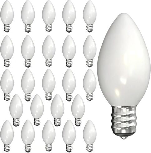 25 حزمة من مصابيح الإضاءة البرتقالية C7 LED، مصابيح بديلة C7 LED برتقالية للهالوين لأضواء سلسلة الهالوين الداخلية والخارجية (مقابس قاعدة الشمعدانات E12/C7)، 0.6 وات in Kuwait