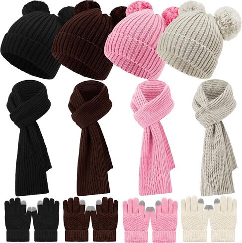 Geyoga 12 Pcs Toddler Winter Hat Gloves Scarf Winter Warm Set Kids Knit Beanies Long Scarf Gloves for Boys Girls Ages 2-8 in Saudi Arabia