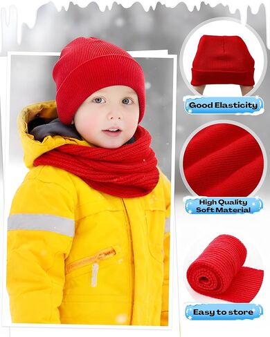 48 Set Kids Beanie Hat Scarf Gloves Set with Bag for Boys Girls Winter Gift, Christmas Donation, Homeless Care Package Bulk in Saudi Arabia