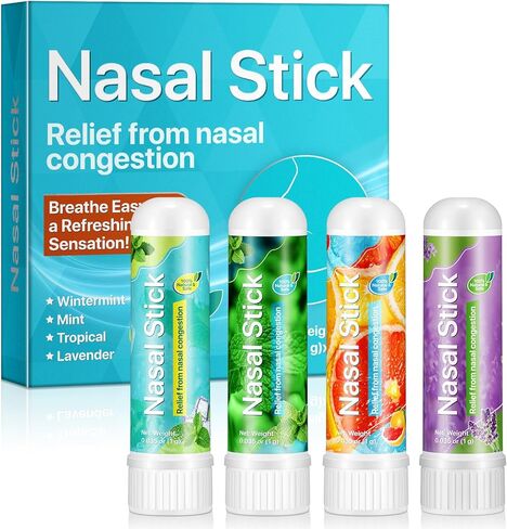 4 Pack Nasal Stick,Nasal Inhaler Stick,Nose Inhaler Boost Energy Set,Inhaler,Sinus & Congestion Relief, Daily Relaxation, Stress Relief, Pure Natural Ingredients in Saudi Arabia