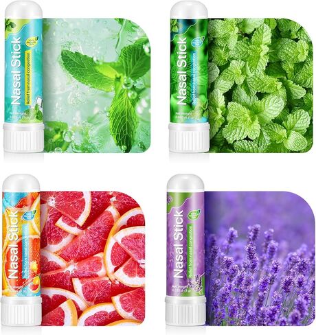 4 Pack Nasal Stick,Nasal Inhaler Stick,Nose Inhaler Boost Energy Set,Inhaler,Sinus & Congestion Relief, Daily Relaxation, Stress Relief, Pure Natural Ingredients in Saudi Arabia