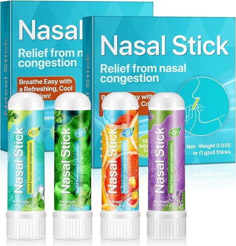 4 Pack Nasal Stick,Nasal Inhaler Stick,Nose Inhaler Boost Energy Set,Inhaler,Sinus & Congestion Relief, Daily Relaxation, Stress Relief, Pure Natural Ingredients in Saudi Arabia