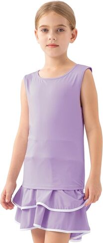 MoFiz Girls Tennis Golf Dress Outfit Sleeveless Tank Top Sets Athletic Dresses with Shorts Pockets in Saudi Arabia