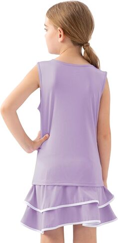 MoFiz Girls Tennis Golf Dress Outfit Sleeveless Tank Top Sets Athletic Dresses with Shorts Pockets in Saudi Arabia