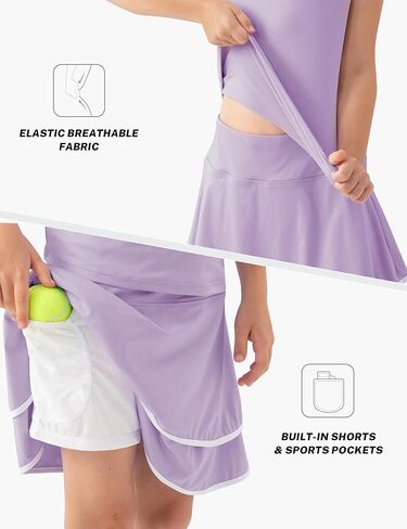 MoFiz Girls Tennis Golf Dress Outfit Sleeveless Tank Top Sets Athletic Dresses with Shorts Pockets in Saudi Arabia