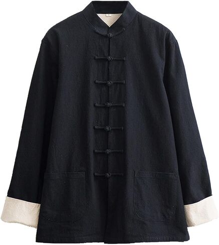 Cotton Linen Tai Chi Uniform Loose Large Kung Fu Jacket Chinese Tang Suit Men Martial Art Jacket grey-7XL in Saudi Arabia