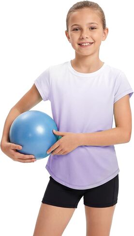 STELLE Athletic Shirts for Girls Short Sleeve Active T Shirts Sports Crewneck Dry Fit Tops Kids Teens Gym Workout Summer Tee in Saudi Arabia