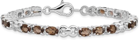 IceCarats 925 Sterling Silver Brown Smoky Quartz Chain Gemstone Tennis Bracelet in Saudi Arabia