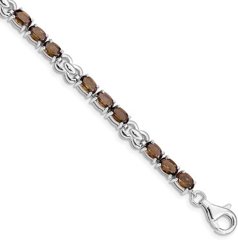IceCarats 925 Sterling Silver Brown Smoky Quartz Chain Gemstone Tennis Bracelet in Saudi Arabia
