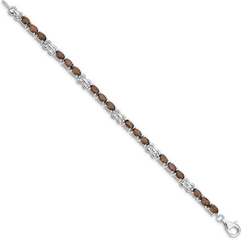 IceCarats 925 Sterling Silver Brown Smoky Quartz Chain Gemstone Tennis Bracelet in Saudi Arabia