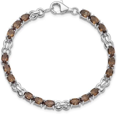 IceCarats 925 Sterling Silver Brown Smoky Quartz Chain Gemstone Tennis Bracelet in Saudi Arabia