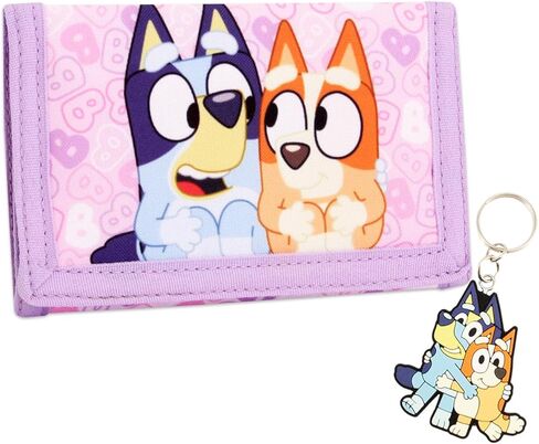 Bluey Kids Wallet and Keychain Set for Girls – Toddler Trifold Coin Purse Pocket for Cash with Zipper and Clear ID Travel Back to School. in Saudi Arabia