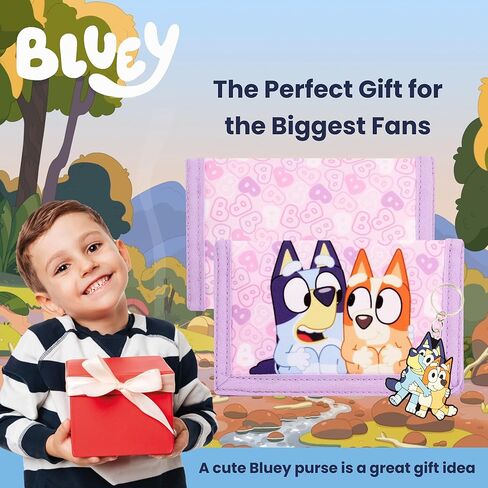 Bluey Kids Wallet and Keychain Set for Girls – Toddler Trifold Coin Purse Pocket for Cash with Zipper and Clear ID Travel Back to School. in Saudi Arabia