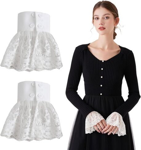 Women False Sleeves Wrist Cuffs Detachable Sleeve Cuffs False Sleeves for Sweater Blouse Shirt Fake Sleeve Cuffs in Kuwait