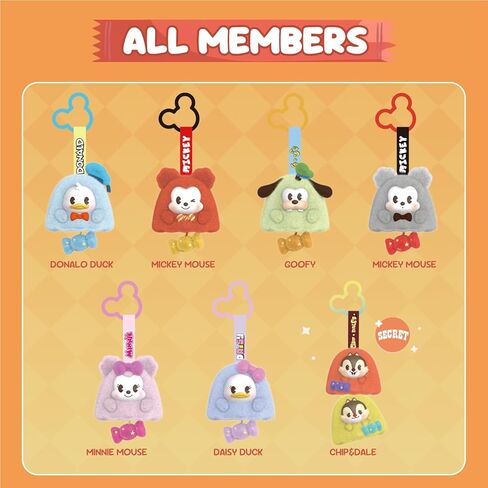 MINISO Disney Mickey Mouse Family Candy Series Keychain Blind Box قطيفة - حقيبة ساحرة قابلة للجمع، هدية مفاجأة عيد ميلاد للأصدقاء والعائلة، صندوق واحد in Saudi Arabia