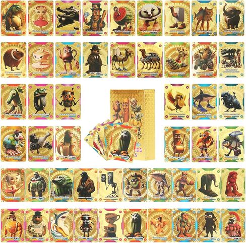 MASSY 56 PCS Italian Brainrot Gold Cards & Keychain Blind Box Combo Tralalero Tralala Tung Tung Tung Sahur Brainrot Meme Gold Foil Cards No Duplicates for Meme Lovers in Saudi Arabia