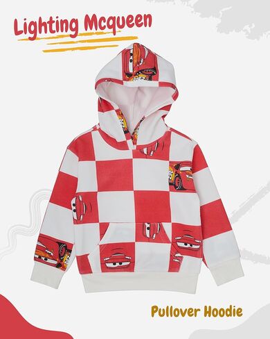 Disney Pixar Cars Boys’ Fleece Hoodie and Jogger Pants Set with Lightning McQueen Checkered Print, 2-Piece Outfit in Saudi Arabia