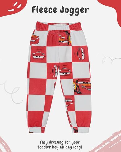 Disney Pixar Cars Boys’ Fleece Hoodie and Jogger Pants Set with Lightning McQueen Checkered Print, 2-Piece Outfit in Saudi Arabia