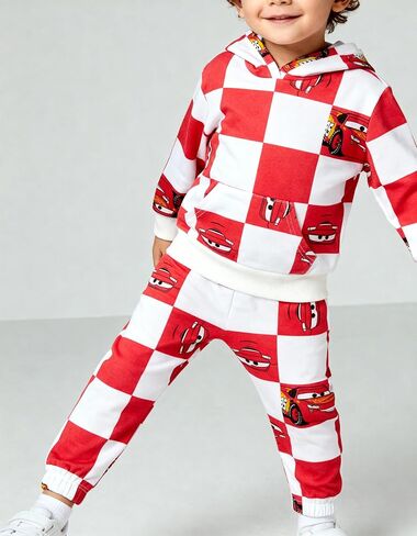 Disney Pixar Cars Boys’ Fleece Hoodie and Jogger Pants Set with Lightning McQueen Checkered Print, 2-Piece Outfit in Saudi Arabia