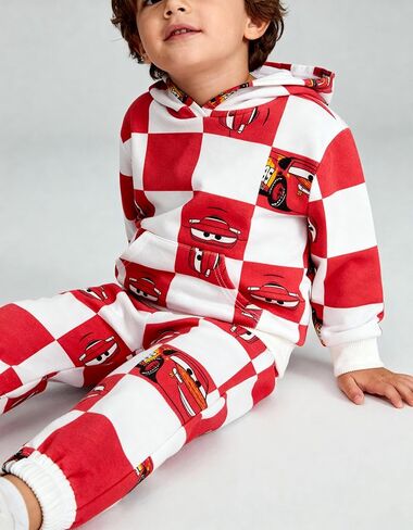 Disney Pixar Cars Boys’ Fleece Hoodie and Jogger Pants Set with Lightning McQueen Checkered Print, 2-Piece Outfit in Saudi Arabia
