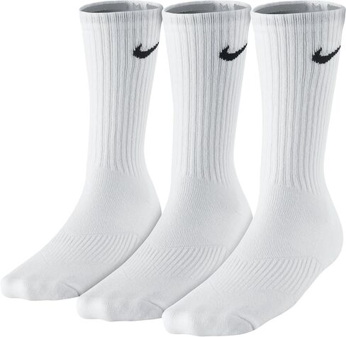 مجموعة من 3 أزواج من الجوارب القطنية للأولاد من Nike للأطفال (للأطفال الصغار/الأطفال الكبار) باللون الأبيض/(الأسود) SM (3 أحذية للأطفال الصغار - 5 أحذية للأطفال الكبار) in Kuwait
