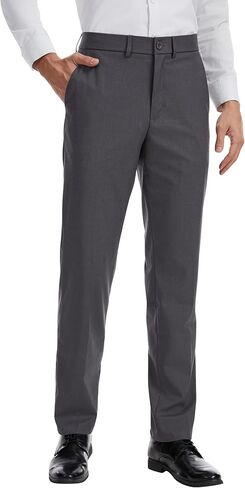 Idtswch Men's Tall Modern Fit Stretch Fabric Flat Front Dress Pants Formal Pants for Business & Office in Saudi Arabia
