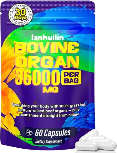 مكمل لأعضاء البقر للنساء (الكبد والكلى والرحم والقلب و4 أكثر) مع أشواغاندا وDIM وفيتامين والكوهوش الأسود - كبسولات كبد البقر التي تتغذى على العشب لتوازن الغدد الصماء والطاقة - 120 كبسولة in Kuwait