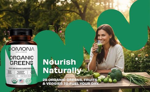 Pomona Wellness Super Greens Supplement, Full of Superfood Vitamins & Minerals, Fruits & Vegetable, Greens Powder for Bloating and Digestion, Gut Health, USDA Organic, Non-GMO, 60 Tablets in Saudi Arabia