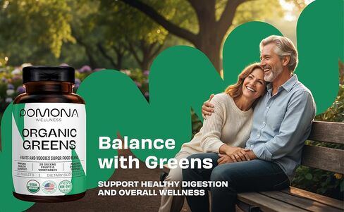 Pomona Wellness Super Greens Supplement, Full of Superfood Vitamins & Minerals, Fruits & Vegetable, Greens Powder for Bloating and Digestion, Gut Health, USDA Organic, Non-GMO, 60 Tablets in Saudi Arabia