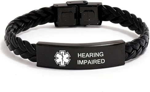 Medical Symbol Awareness Braided Leather ID Bracelet For Women Men,SOS Emergency Health Life Alert Engraved Stainless Steel Jewelry in Saudi Arabia