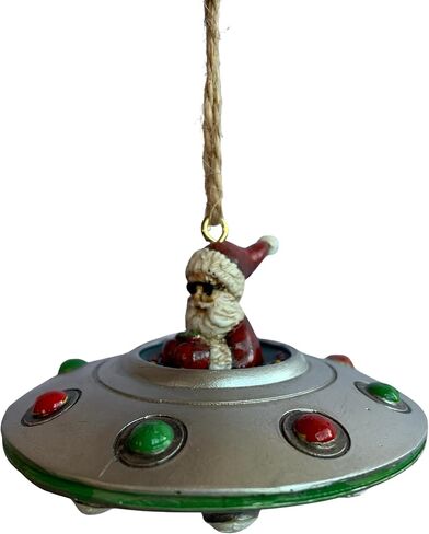 Bella Haus Design Christmas Shoppe: UFO Riding in Flying Saucer Ornament - خذني إلى ديكور سفينة الفضاء المريخية الرائدة - مثالي لتبادل الهدايا السرية لسانتا والفيل الأبيض in Kuwait