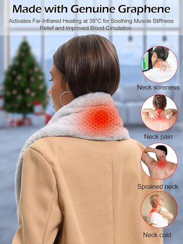 Graphene Heated Scarf with 2 Pockets for Women Men, Neck Heating Pad with 10000mAh Rechargeable Battery, Electric Heat Neck Wrap for Neck Pain Cold Muscle Stiffness in Saudi Arabia