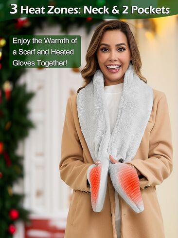 Graphene Heated Scarf with 2 Pockets for Women Men, Neck Heating Pad with 10000mAh Rechargeable Battery, Electric Heat Neck Wrap for Neck Pain Cold Muscle Stiffness in Saudi Arabia