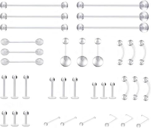 مثبتات ثقب شفافة للعمليات الجراحية - حلقات حلمة بلاستيكية، طقم تثبيت الأنف، مجوهرات زر البطن، أقراط بيوفليكس، الحاجز، الشفاه، الزنمة، القضبان الصناعية in Kuwait