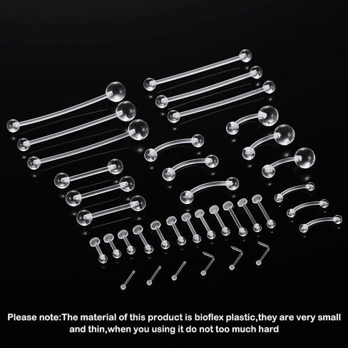 مثبتات ثقب شفافة للعمليات الجراحية - حلقات حلمة بلاستيكية، طقم تثبيت الأنف، مجوهرات زر البطن، أقراط بيوفليكس، الحاجز، الشفاه، الزنمة، القضبان الصناعية in Kuwait