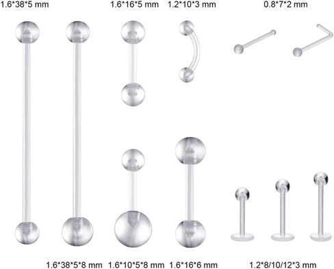 مثبتات ثقب شفافة للعمليات الجراحية - حلقات حلمة بلاستيكية، طقم تثبيت الأنف، مجوهرات زر البطن، أقراط بيوفليكس، الحاجز، الشفاه، الزنمة، القضبان الصناعية in Kuwait