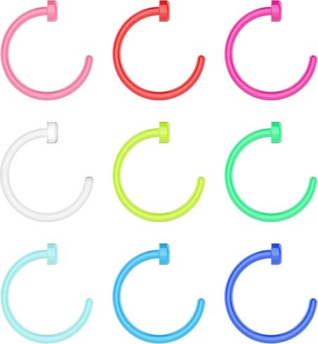 Plastic Nose Rings for Surgery, Silicone Nostril Rings Nose Ring Hoop, Colorful Clear Bioflex Acrylic Open Neon Nostril Ring, Retainer Piercing Jewelry, Tragus Cartilage Helix Daith for Women Men in Saudi Arabia