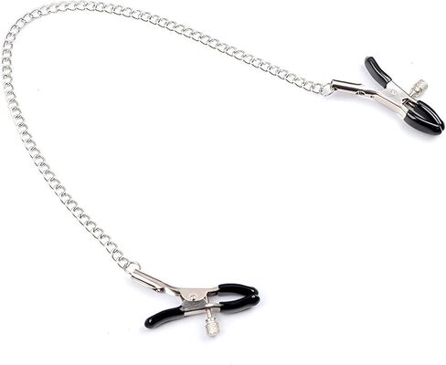 Non-Piercing Nipple Clips for Adult Play ， Nipple Clamps Sensory Toys Woman Adjustable Pressure Metal Body Jewelry Non Piercing(Chain) in Kuwait