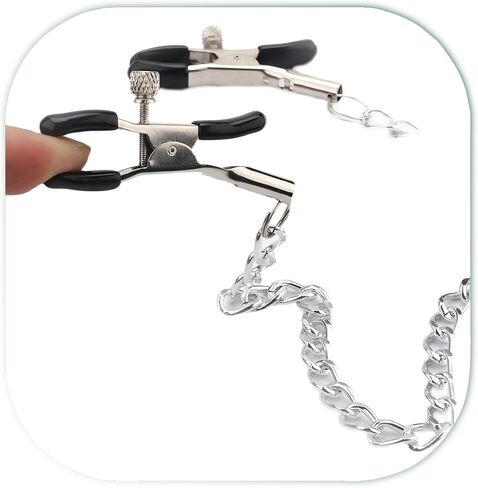 Non-Piercing Nipple Clips for Adult Play ， Nipple Clamps Sensory Toys Woman Adjustable Pressure Metal Body Jewelry Non Piercing(Chain) in Kuwait