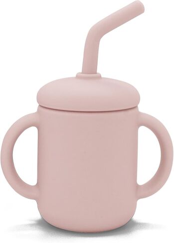 SILISIPPY by Kushies Unbreakable, Spill-Proof Silicone Cup with Straw for Babies/Toddlers - 120ML (4 OZ) 100% Food Grade Silicone Sippy Cup with Double Handles & Angled Straw - Sand in Saudi Arabia