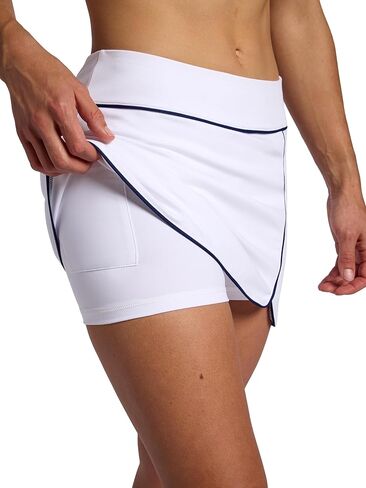 تنورة نسائية من Head Women's Breakpoint Piping Skort، مقاس قياسي، متوسط ​​الارتفاع، خامة متوسطة الوزن قابلة للتمدد، شورت مضغوط مدمج in Saudi Arabia