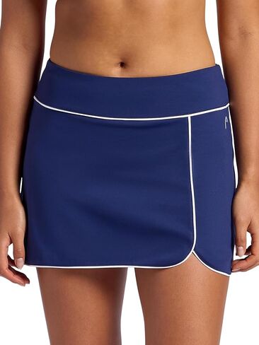 تنورة نسائية من Head Women's Breakpoint Piping Skort، مقاس قياسي، متوسط ​​الارتفاع، خامة متوسطة الوزن قابلة للتمدد، شورت مضغوط مدمج in Saudi Arabia