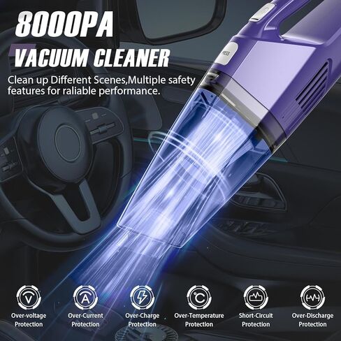 Handheld Vacuum Cordless,Car Vacuum Cleaner Portable Wireless with LED Light Washable HEPA Filter,Low-Noise Lightweight Mini Hand Vacuum Cordless Rechargeable for Car,Office and Home Cleaning in Saudi Arabia