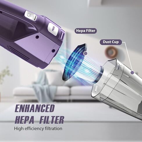 Handheld Vacuum Cordless,Car Vacuum Cleaner Portable Wireless with LED Light Washable HEPA Filter,Low-Noise Lightweight Mini Hand Vacuum Cordless Rechargeable for Car,Office and Home Cleaning in Saudi Arabia