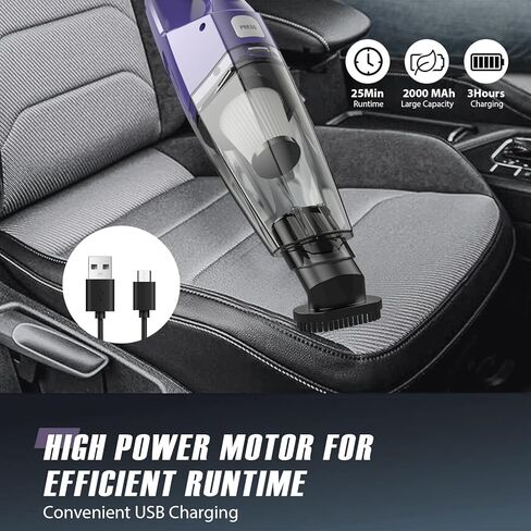 Handheld Vacuum Cordless,Car Vacuum Cleaner Portable Wireless with LED Light Washable HEPA Filter,Low-Noise Lightweight Mini Hand Vacuum Cordless Rechargeable for Car,Office and Home Cleaning in Saudi Arabia
