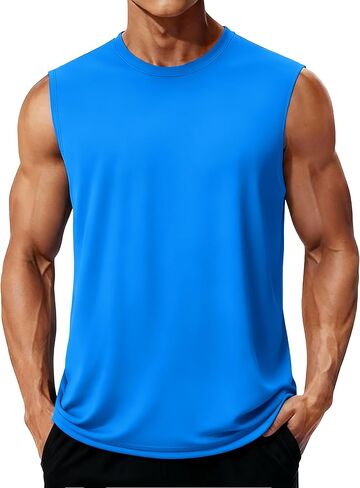 MAGCOMSEN Men's Sleeveless Shirts Quick Dry Tank Tops UPF 50+ Gym Muscle Workout Summer Beach Swim Shirt in Saudi Arabia