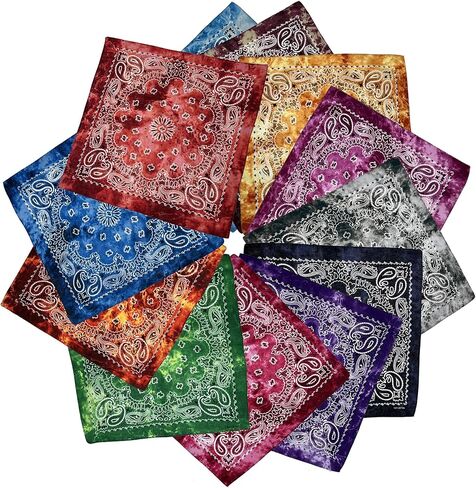 Paisley Bandanas 12 Piece Novelty Handkerchief Scarfs Headband Cotton Headwear in Saudi Arabia