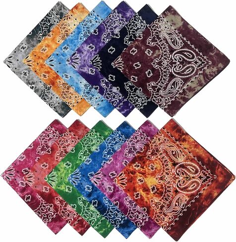 Paisley Bandanas 12 Piece Novelty Handkerchief Scarfs Headband Cotton Headwear in Saudi Arabia
